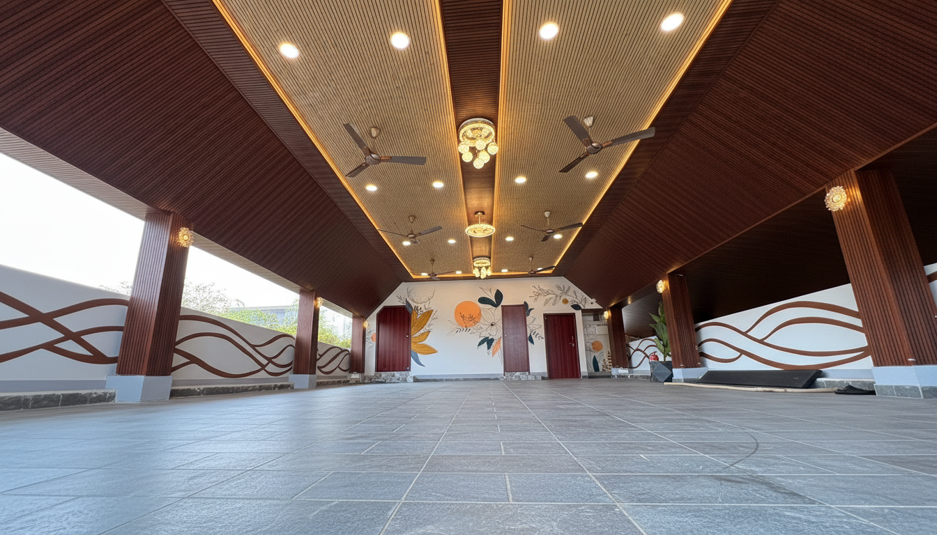 Luxurious wedding seating and stage design at Sri Golden Meadows